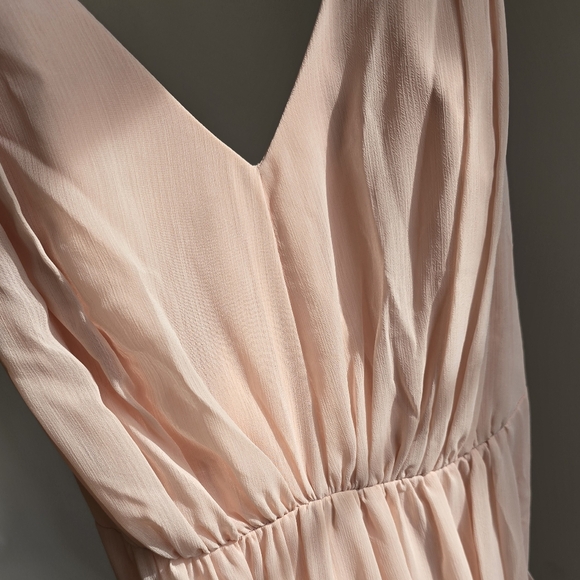 Vera Wang White Davids Bridal 20 Long Blush Dusty Rose Chiffon Dress Cross Back - Picture 5 of 15